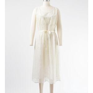 Vintage 40s 50s Ivory Lace Nightgown Sheer Romantic Bridal Lingerie Dress M